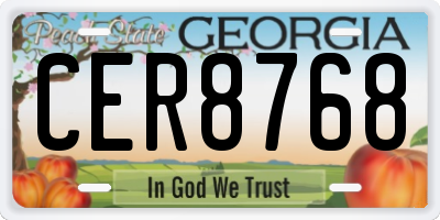 GA license plate CER8768