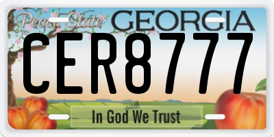 GA license plate CER8777