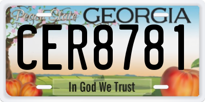 GA license plate CER8781