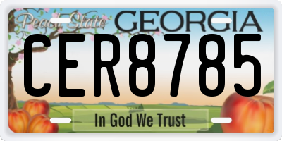 GA license plate CER8785