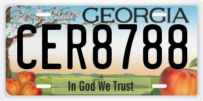 GA license plate CER8788