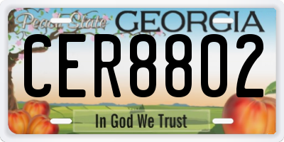 GA license plate CER8802