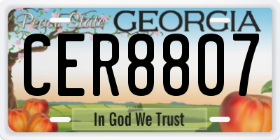 GA license plate CER8807