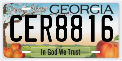 GA license plate CER8816