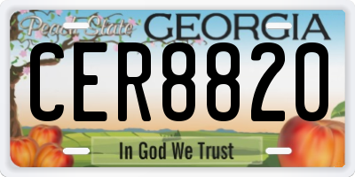 GA license plate CER8820