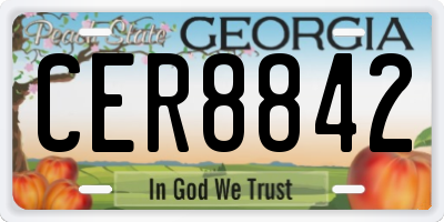 GA license plate CER8842