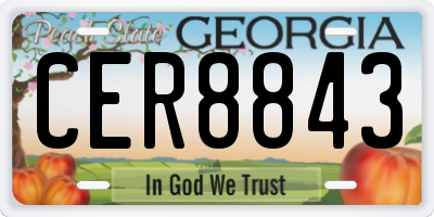 GA license plate CER8843