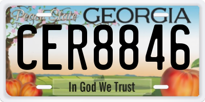 GA license plate CER8846