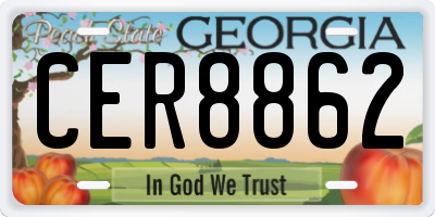 GA license plate CER8862