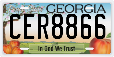 GA license plate CER8866
