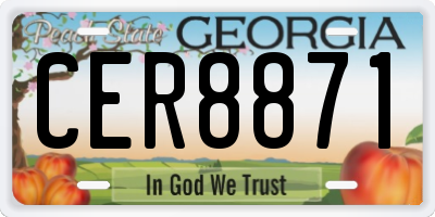 GA license plate CER8871