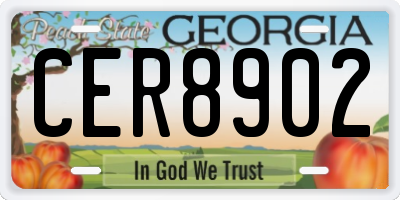 GA license plate CER8902