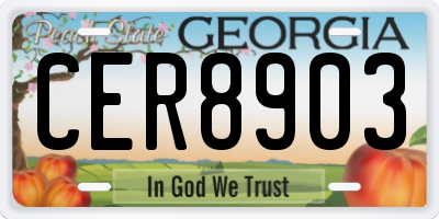 GA license plate CER8903