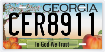 GA license plate CER8911