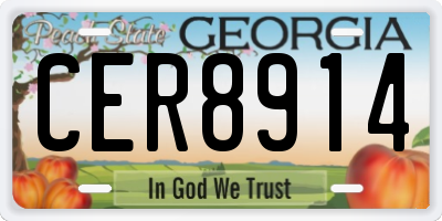GA license plate CER8914