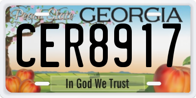 GA license plate CER8917