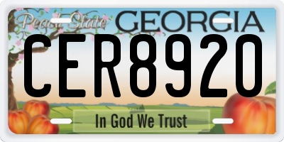 GA license plate CER8920