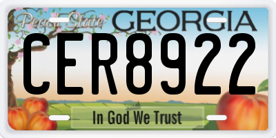 GA license plate CER8922