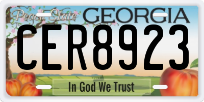 GA license plate CER8923
