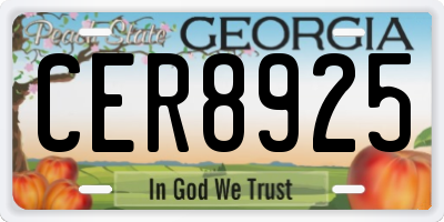 GA license plate CER8925