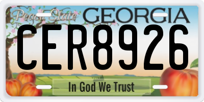 GA license plate CER8926