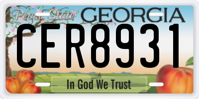 GA license plate CER8931