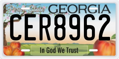 GA license plate CER8962
