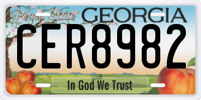 GA license plate CER8982