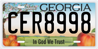 GA license plate CER8998
