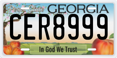 GA license plate CER8999