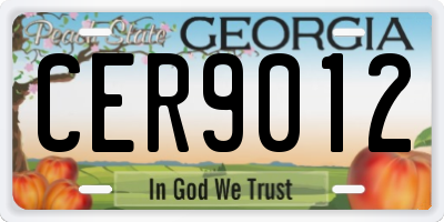 GA license plate CER9012