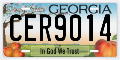GA license plate CER9014