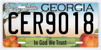 GA license plate CER9018