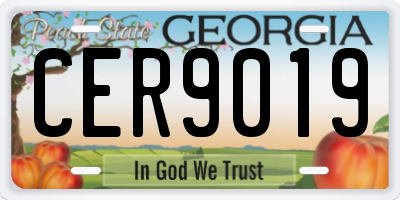 GA license plate CER9019
