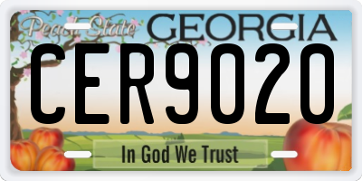 GA license plate CER9020