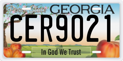 GA license plate CER9021