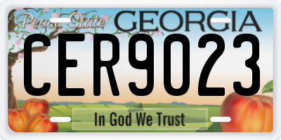 GA license plate CER9023