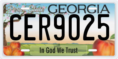 GA license plate CER9025