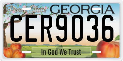 GA license plate CER9036