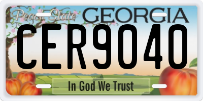 GA license plate CER9040