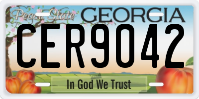 GA license plate CER9042