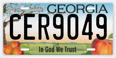 GA license plate CER9049