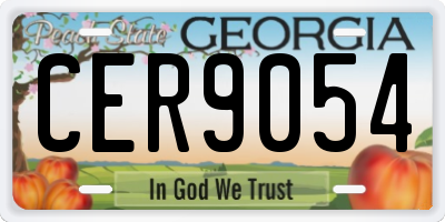 GA license plate CER9054