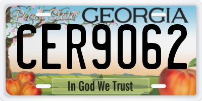 GA license plate CER9062