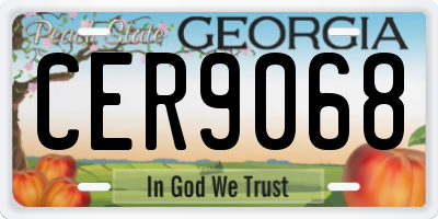 GA license plate CER9068