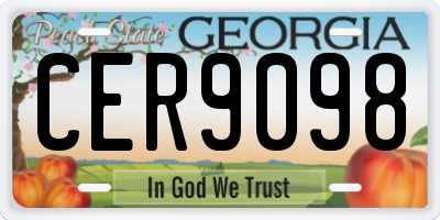 GA license plate CER9098