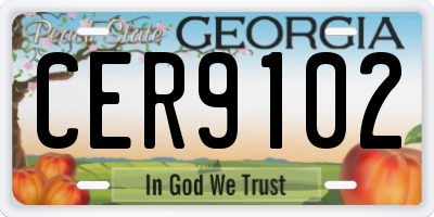 GA license plate CER9102