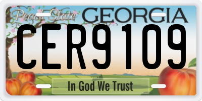 GA license plate CER9109