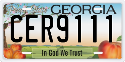 GA license plate CER9111