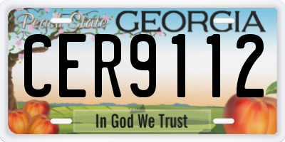 GA license plate CER9112